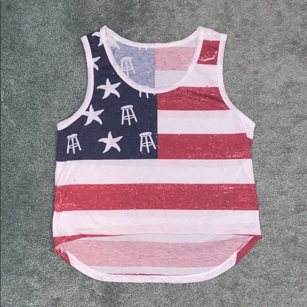 Women’s Red & White Flag Stripe Tank Top